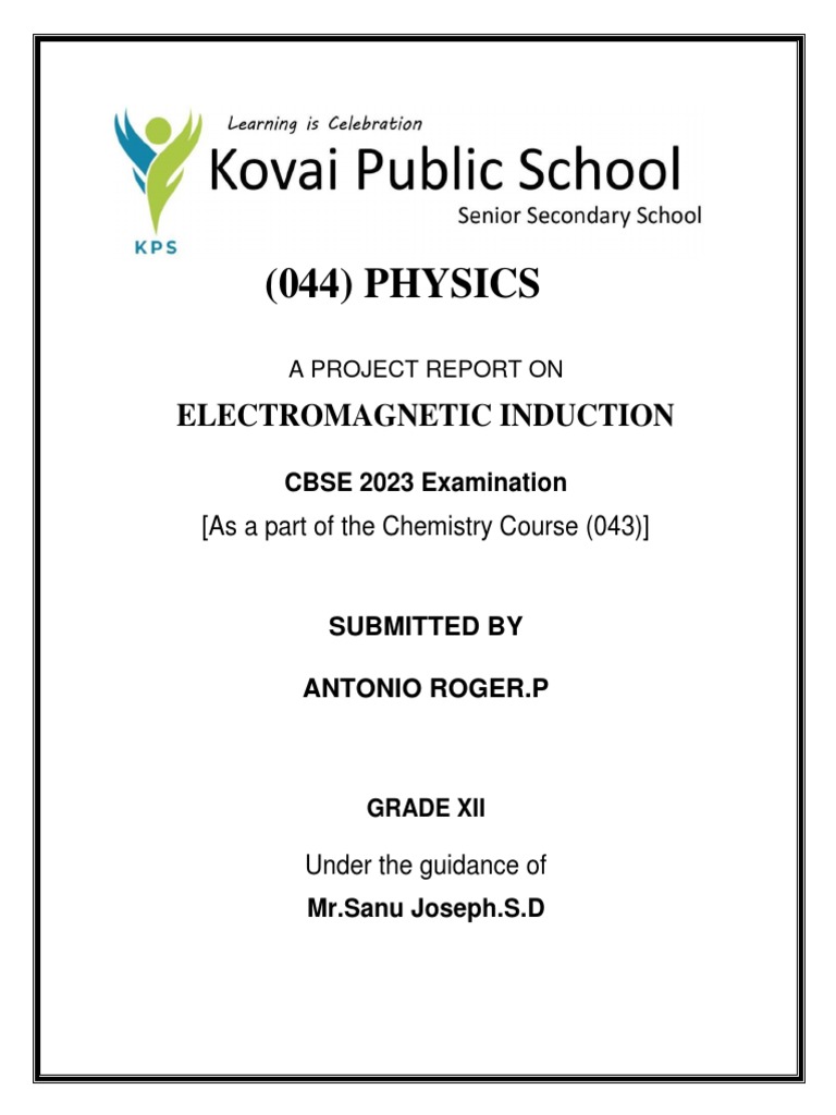 Electromagnetic Induction Project Report | PDF | Electromagnetic ...
