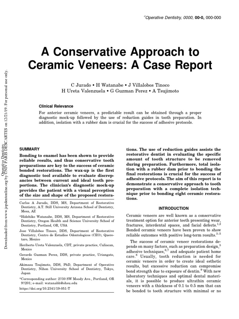 A Conservative Approach To | PDF | Dentistry | Dentistry Branches