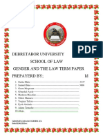 Debretabor University School of Law Gender and The Law Term Paper Prepayerd by Id
