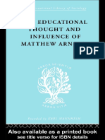 W.F. Connell - The Educational Thought and Influence of Matthew Arnold - International Library of Sociology (2003)