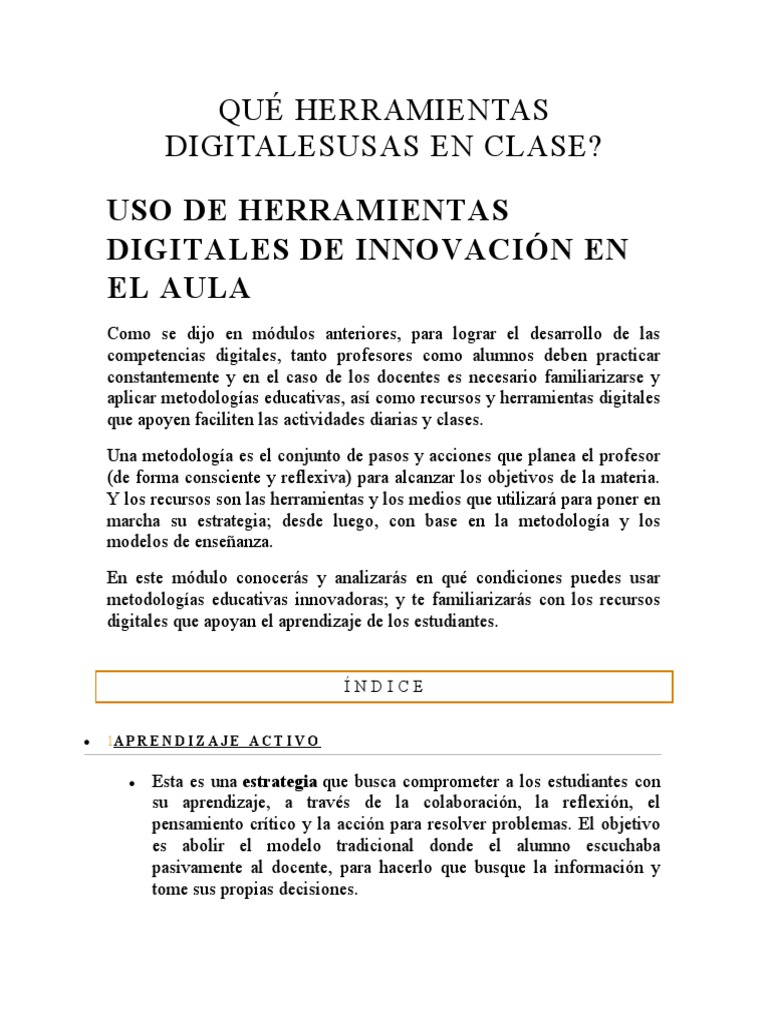 Herramientas Digitales para Docentes | PDF | Aprendizaje | Método de ...
