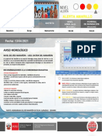 Aviso Hidrológico #030 - Nivel Amarillo - Ugel Datem Del Marañón - Estación Borja - de La Fecha 13-04-21.