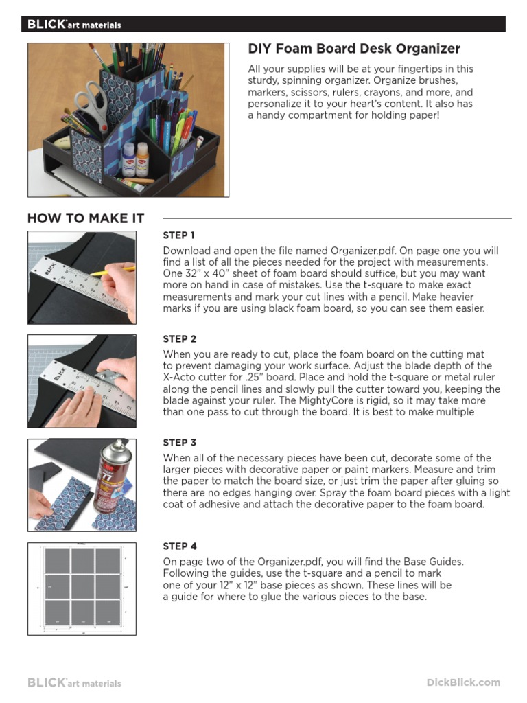 DIY Foam Board Organizer Instructions PDF Adhesive Manufactured Goods