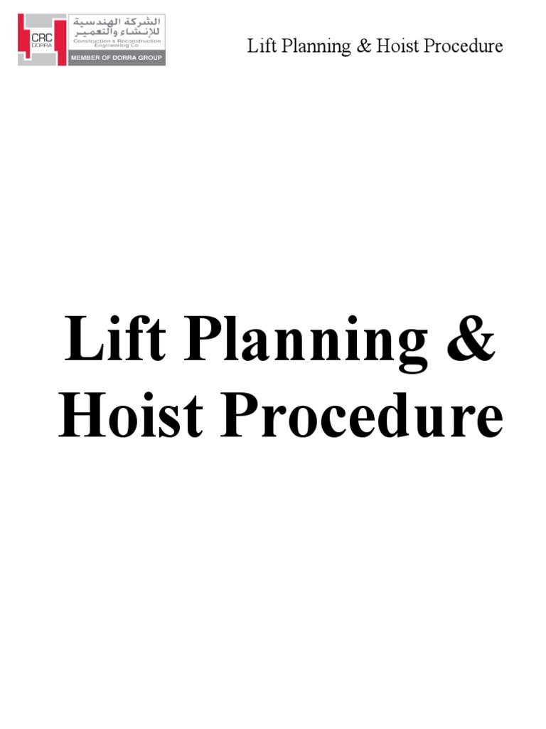 Lift Planning & Hoist Procedure PDF Crane (Machine) Elevator