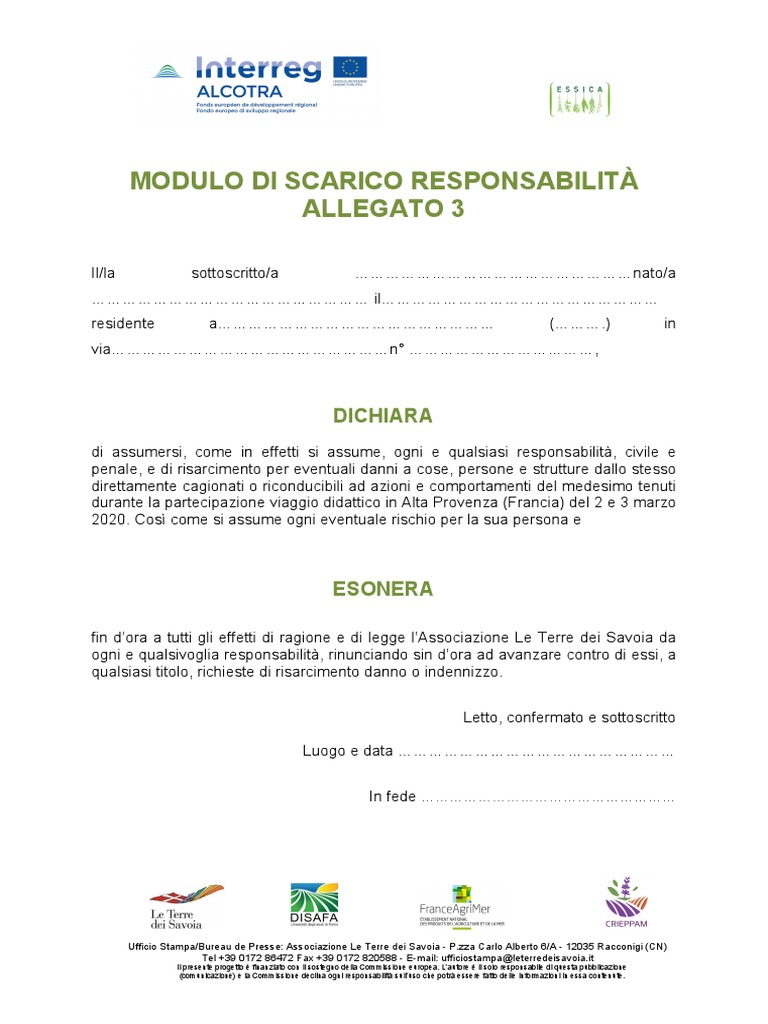 Fac Simile Scarico Di Responsabilità – KMFP
