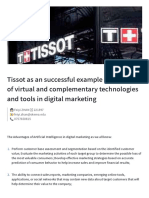 Tissot As An Successful Example of The Use of Virtual and Complementary Technologies and Tools in Digital Marketing