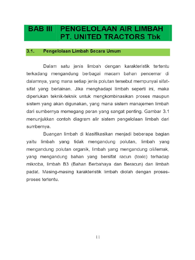 Pengelolaan Air Limbah Pt. United Tractors TBK - PDF Download Gratis | PDF
