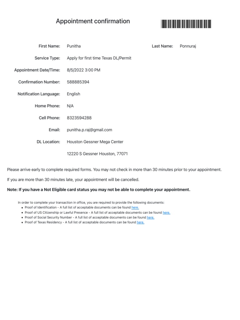 Texas DPS Schedule Appointment PDF