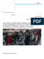 Las Redes Sociales Deben Asumir Más Responsabilidad para Frenar El Discurso Del Odio en Internet, Afirman Expertos de La ONU - Noticias ONU