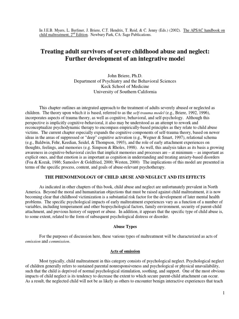 Treating Adult Survivors of Severe Childhood Abuse and Neglect Further ...
