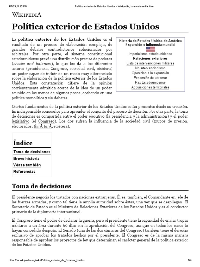 Política Exterior de Estados Unidos - Wikipedia, La Enciclopedia Libre ...