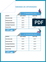 Cronograma de Atividades 2022 - Ead