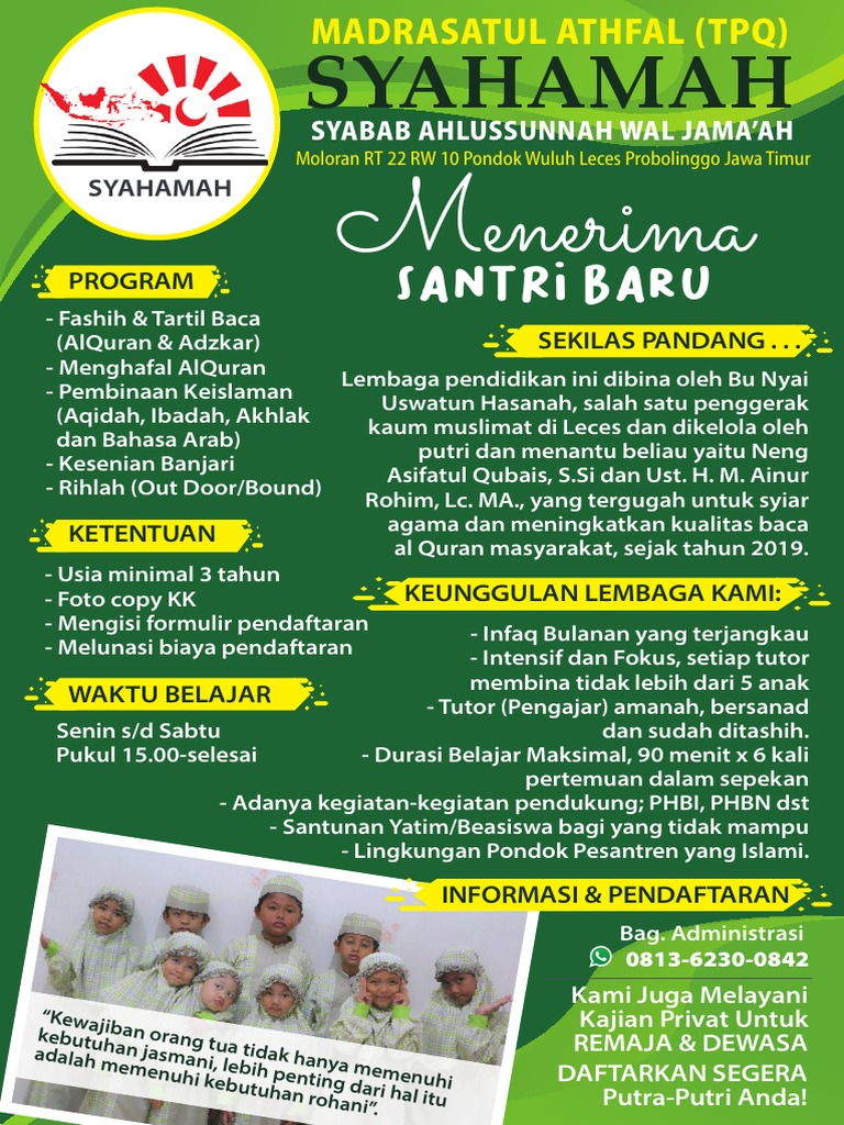 Contoh Brosur Taman Pendidikan Al Quran | PDF