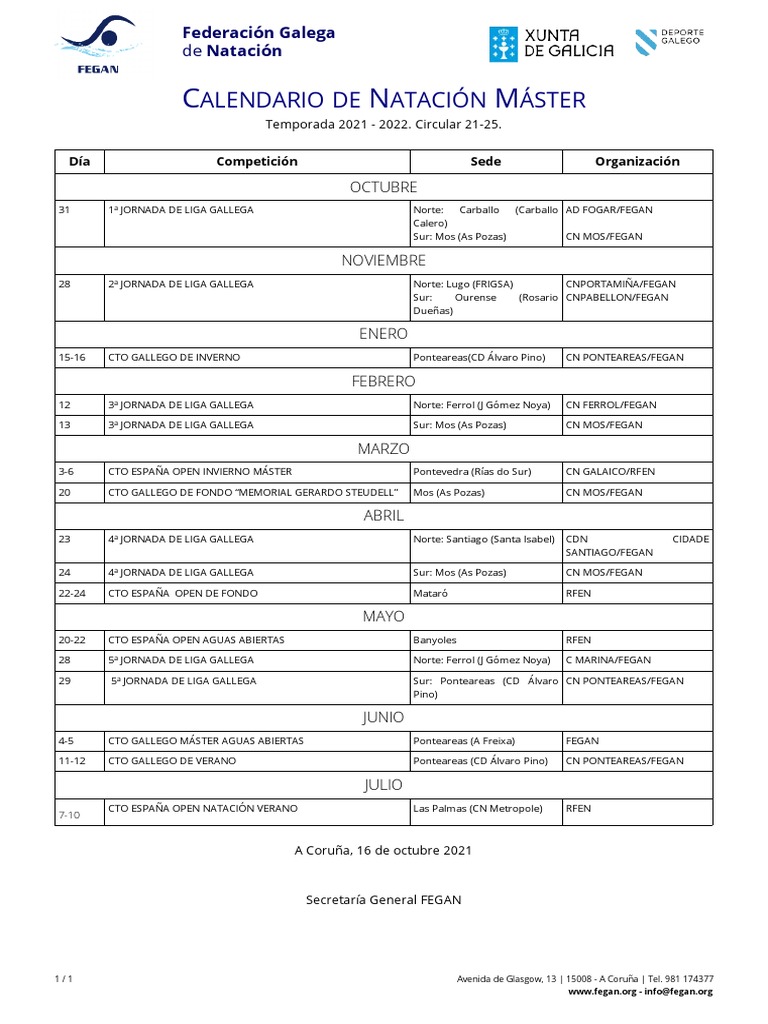 Cir 2125 Calendario Master | PDF