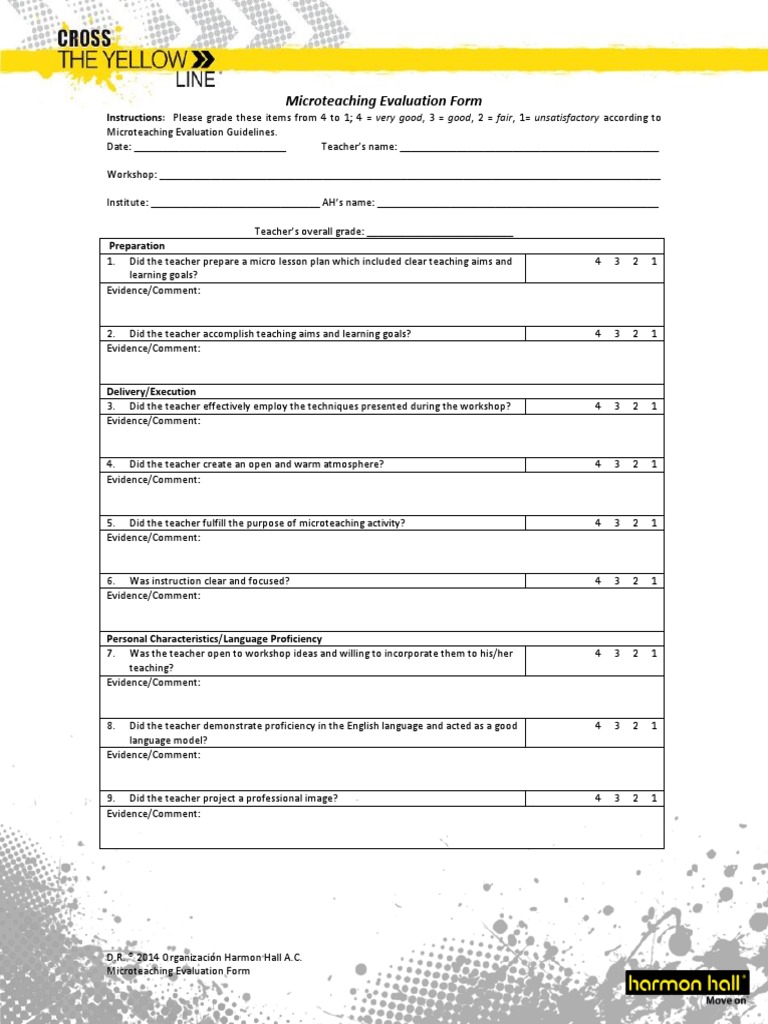 Microteaching Evaluation Form Pdf
