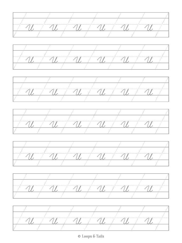Cursive Worksheet Lowercase U | PDF