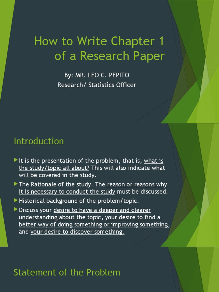 how to write chapter 1 of research