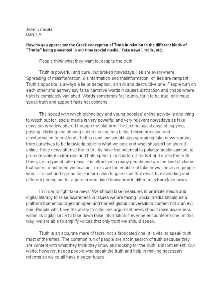 The greek conception of truth pdf truth social media