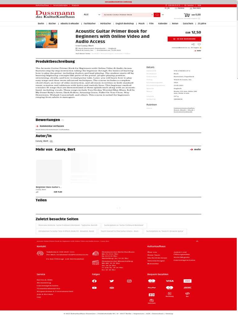 3 Acoustic Guitar Primer Book For Beginners With Online Video and Audio