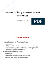 Control of Drug Advertisement and Prices