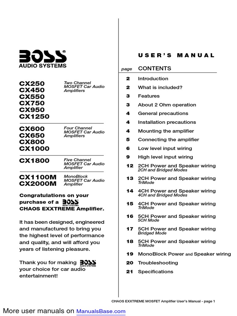 Boss Chaos Exxtreme Amplifier Manual | PDF | Amplifier | Loudspeaker