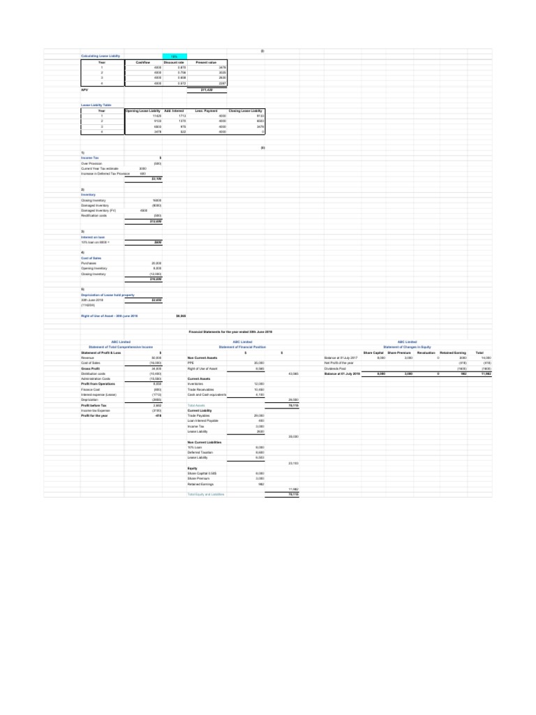 Lease Liability Calculation Guide | PDF | Deferred Tax | Depreciation