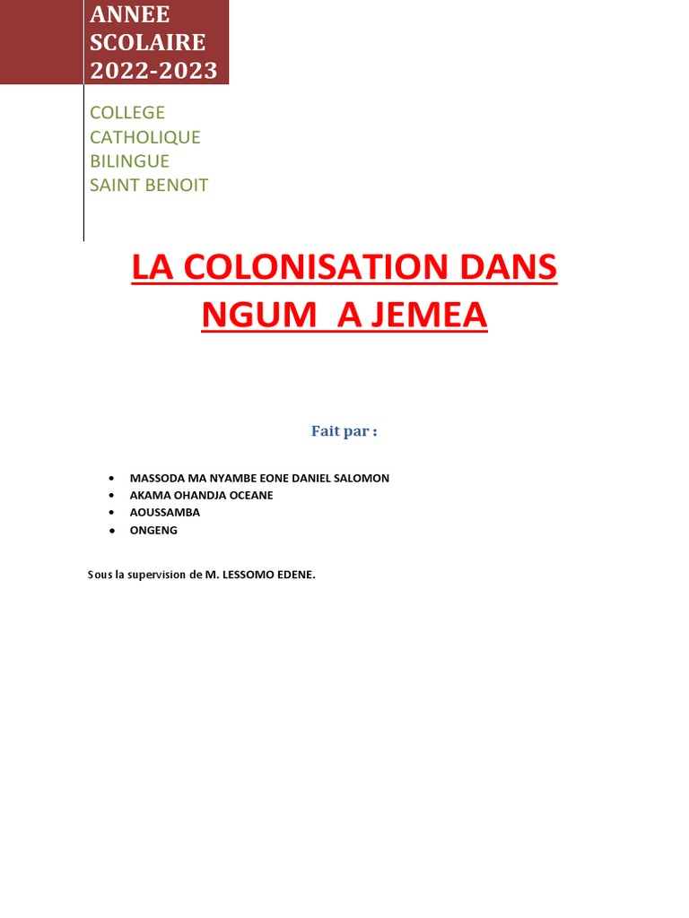 La Colonisation dans Ngum à Jemea | PDF | Colonisation