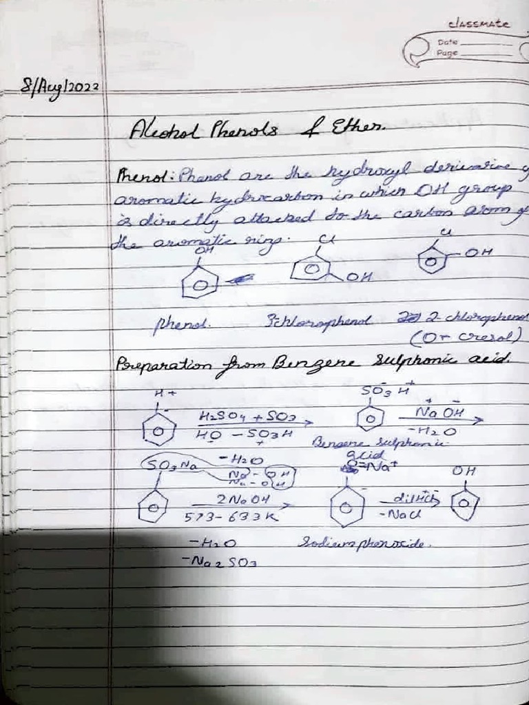 Alcohols Ethers Phenol Class 12 Isc PDF
