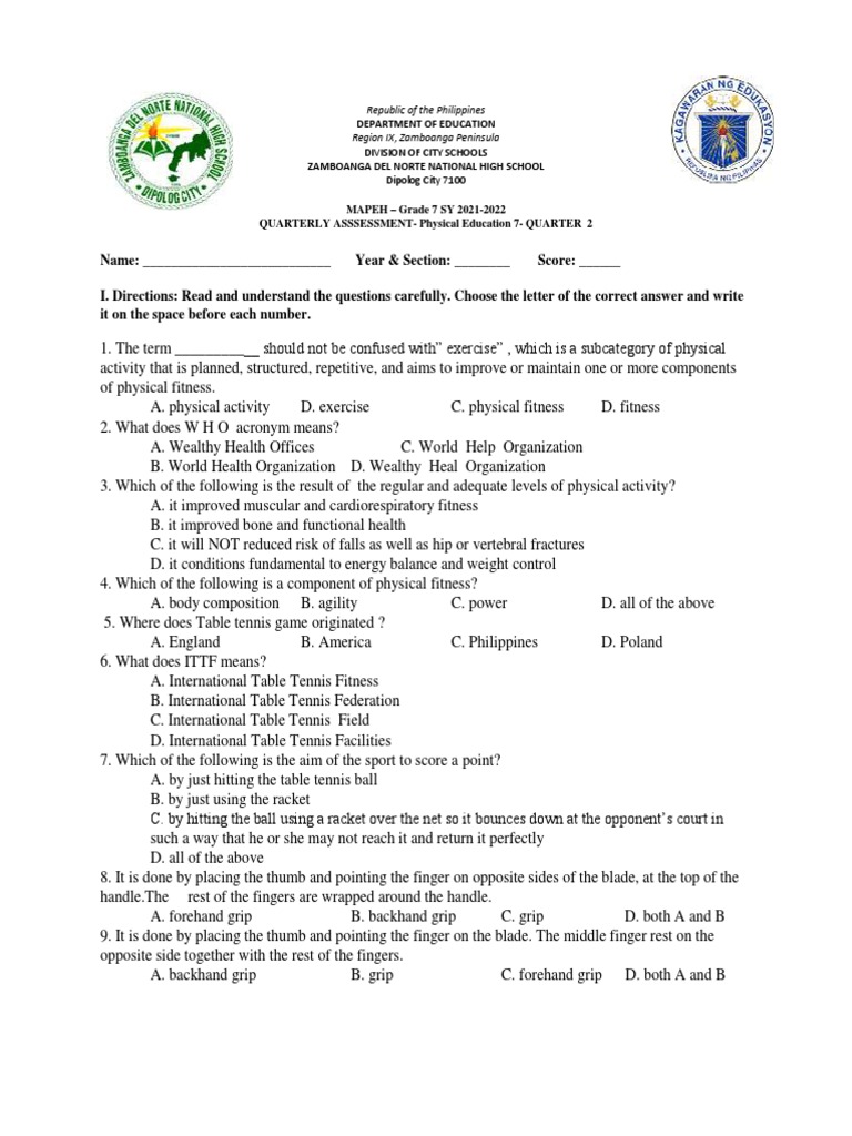 mapeh-7pe-q2-summative-test-pdf-physical-fitness-table-tennis