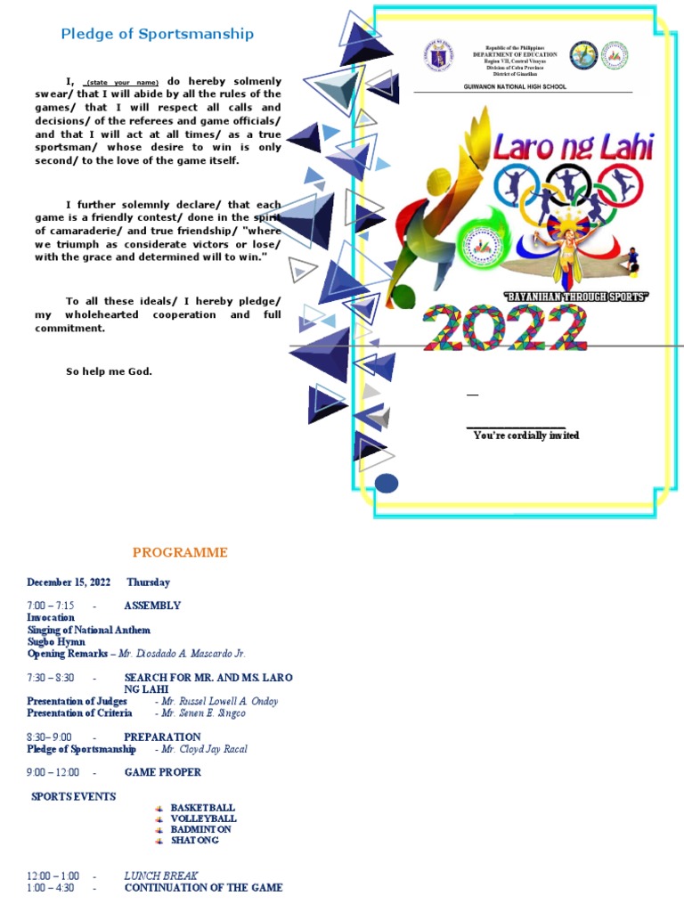Invitation For Intrams 2019 | PDF