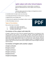 Correlation of English Subject With Other School Subjects