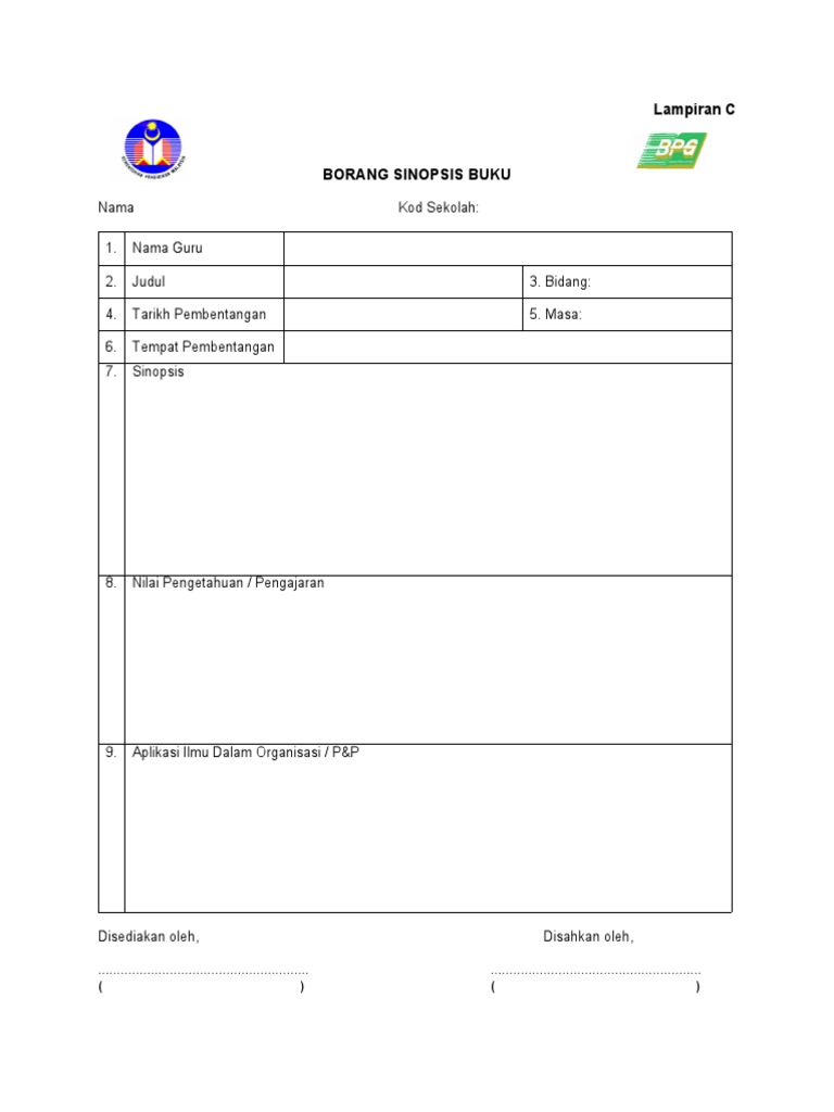 Borang ulasan sinopsis buku splkpm pdf