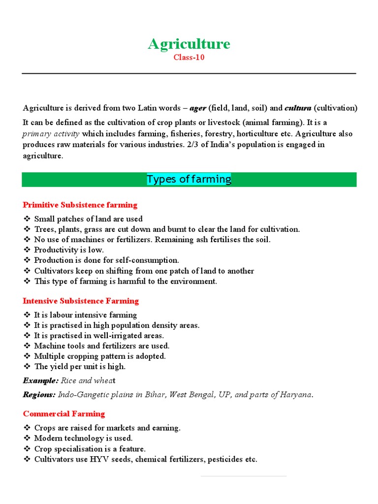 Types of Farming in India Explained | PDF | Agriculture | Rice