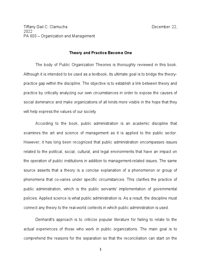Bridging Theory and Practice in Public Admin | PDF | Public ...