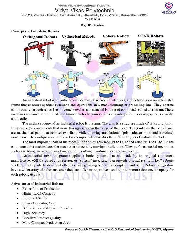 Industrial Robots: Types and Applications | PDF | Robotics | Actuator