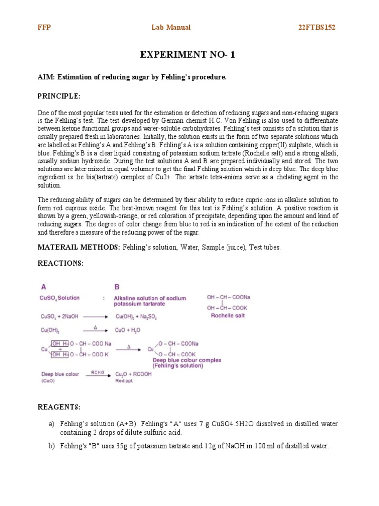 ExperimentReducing Sugars PDF Materials Chemistry