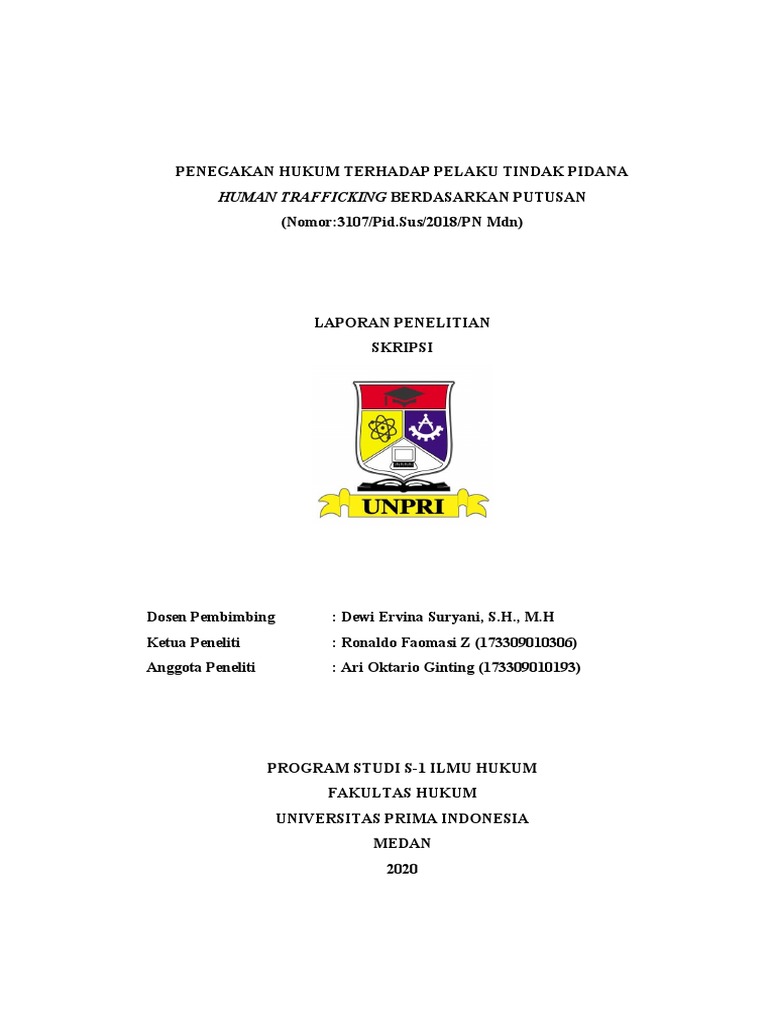 Penegakan Hukum Terhadap Pelaku Tindak Pidana Human Trafficking ...