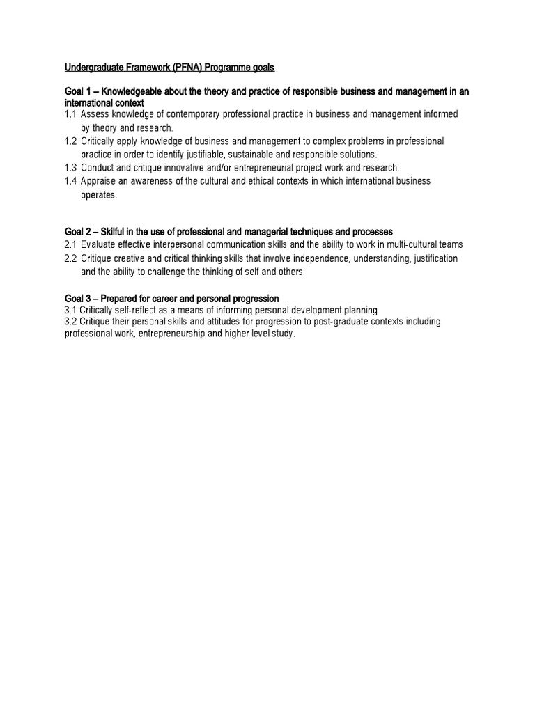 Undergraduate Framework Goals PDF