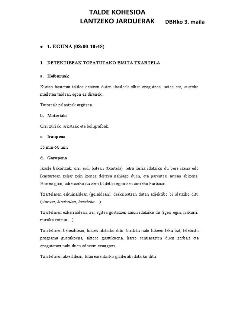 Talde KOHESIOA Gurea | PDF