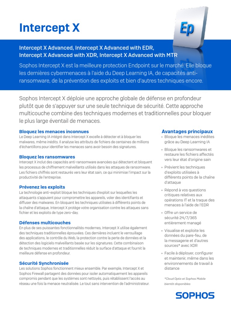 Sophos Intercept X DSFR | PDF | Sécurité | Sécurité des systèmes d ...