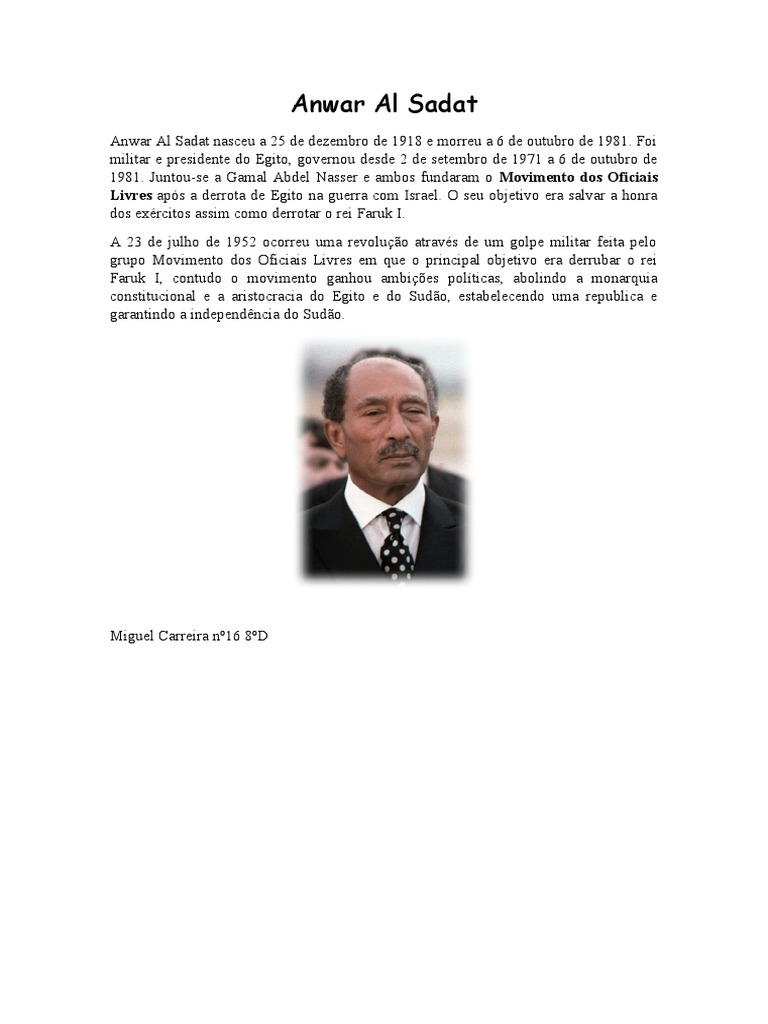 Anwar Al Sadat | PDF