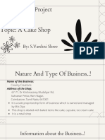 Accountancy Project Term 1 Topic: A Cake Shop: By: S.Varshni Shree