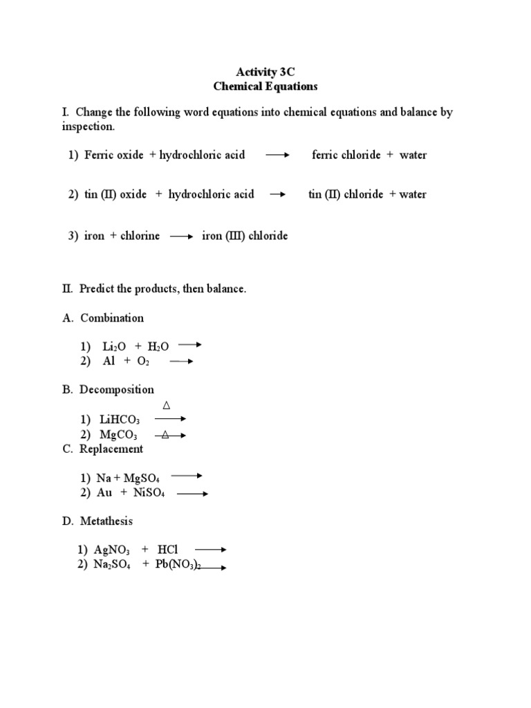 E2 Chemical Equations PDF