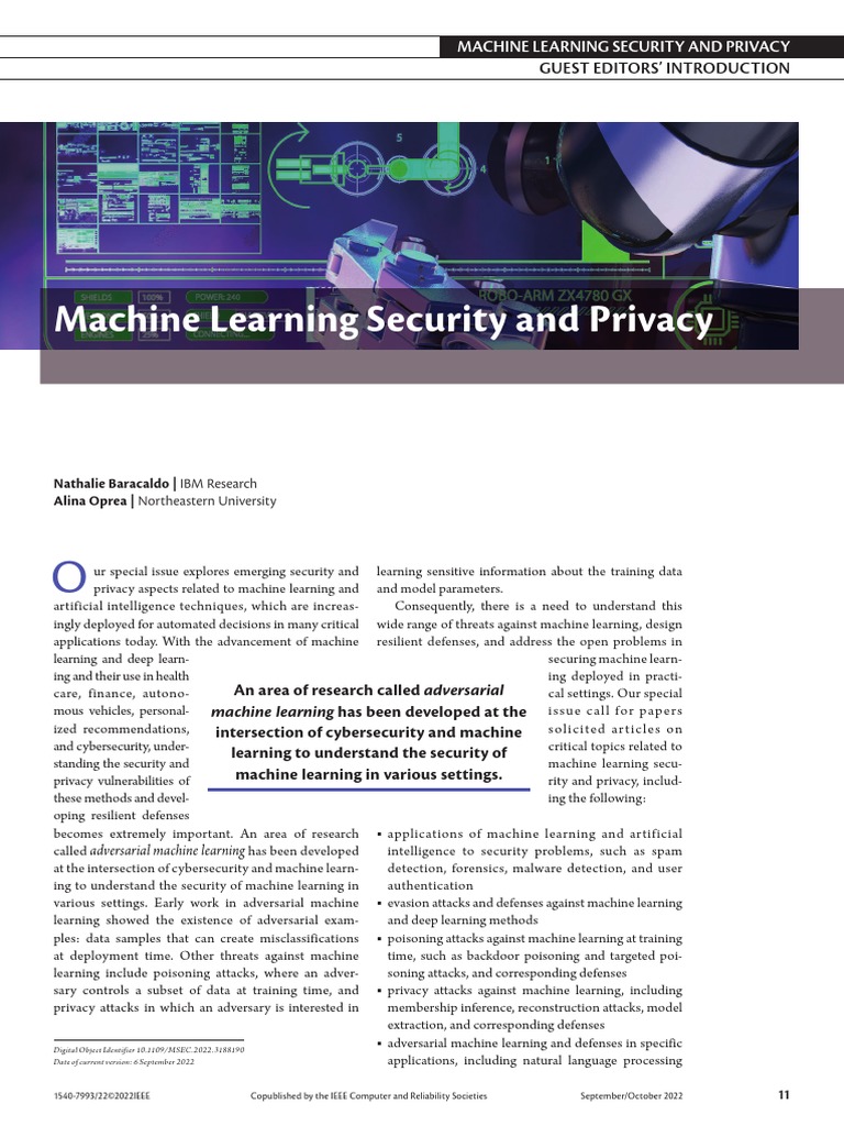 Machine Learning Security and Privacy | PDF | Machine Learning | Security