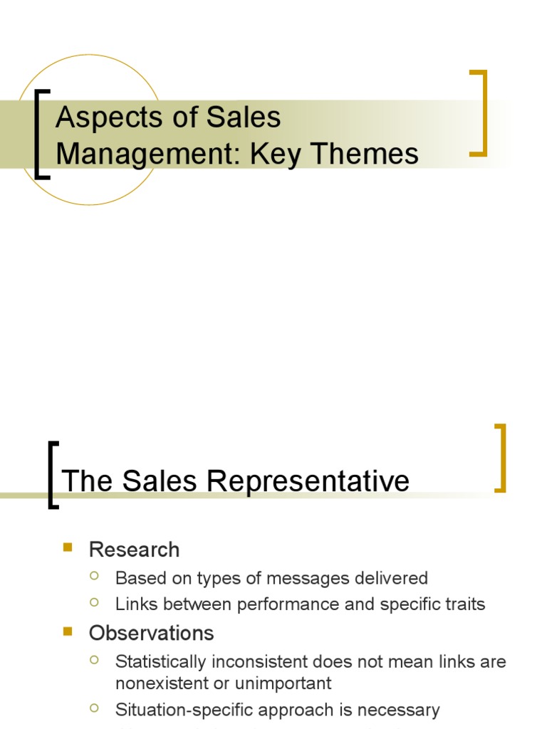 Key Aspects of Sales Management | PDF | Sales | Motivation