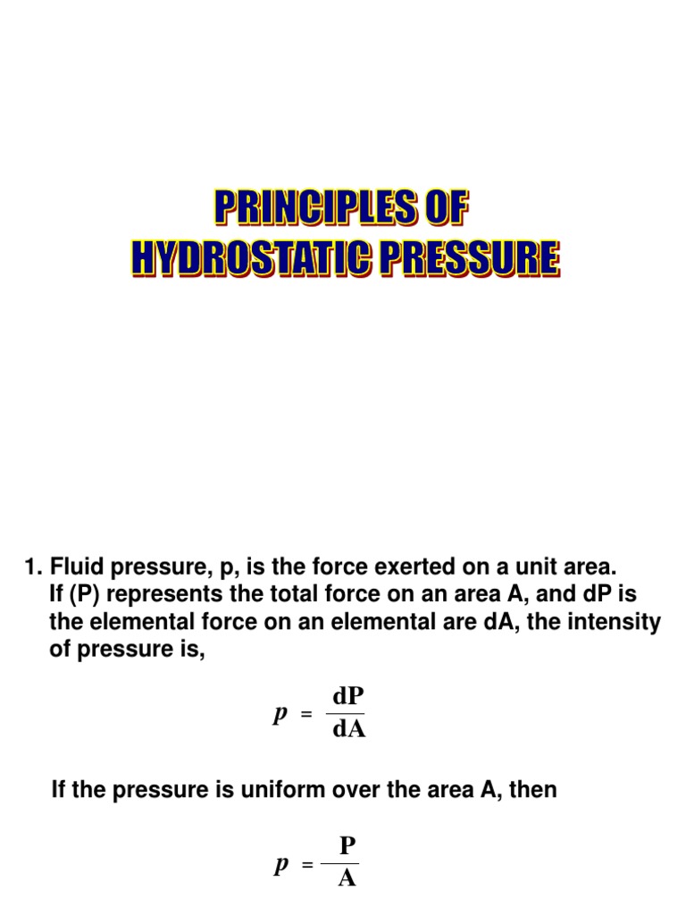 5 Principles of Hydrostatic Pressure PDF Pressure Pascal (Unit)