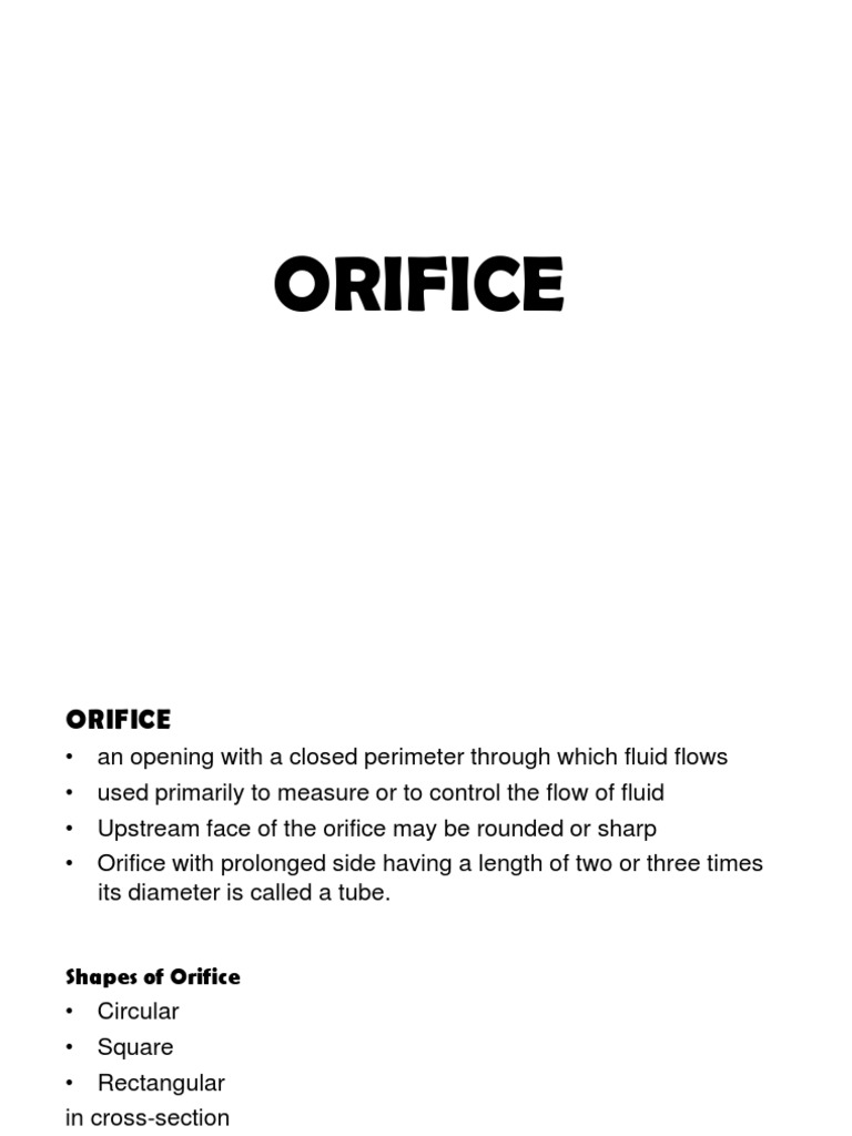 The Hydraulics of Orifice Flow Formulas and Examples for Calculating