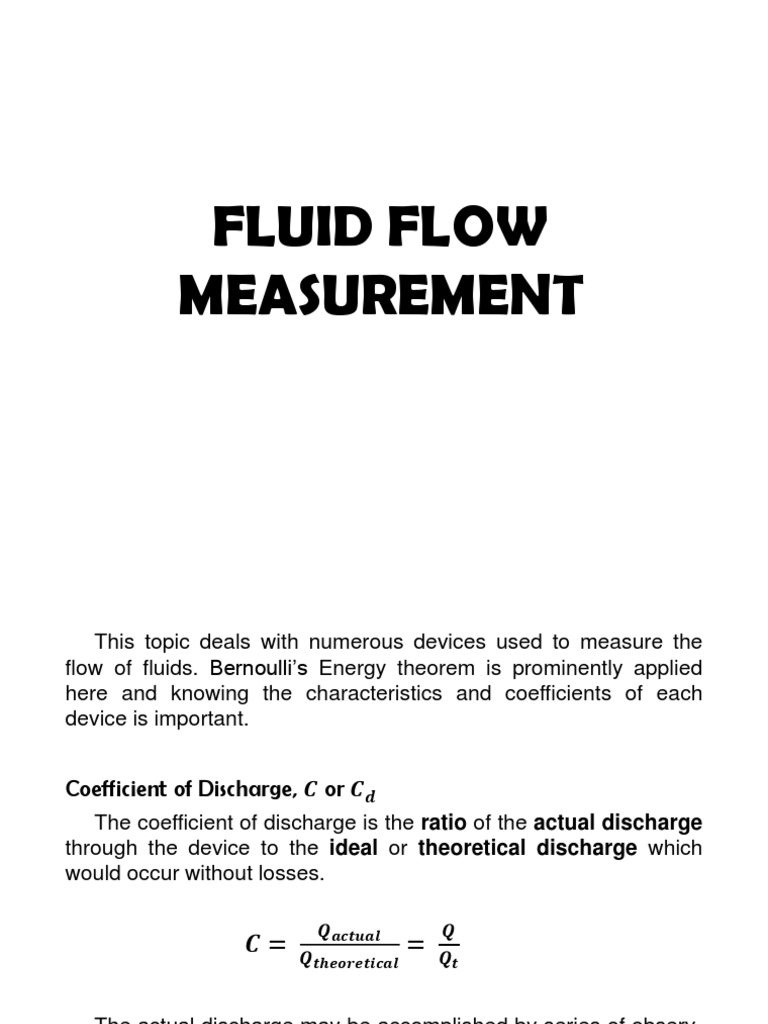 12 Fluid Flow Measurement PDF Fluid Dynamics Phases Of Matter