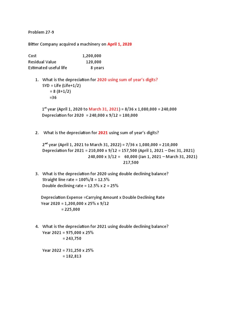 Sum Of The Year Digit Method