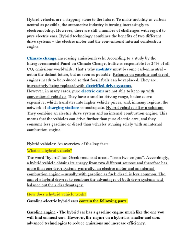 Hybrid Vehicles Are A Stepping Stone To The Future | PDF | Hybrid ...